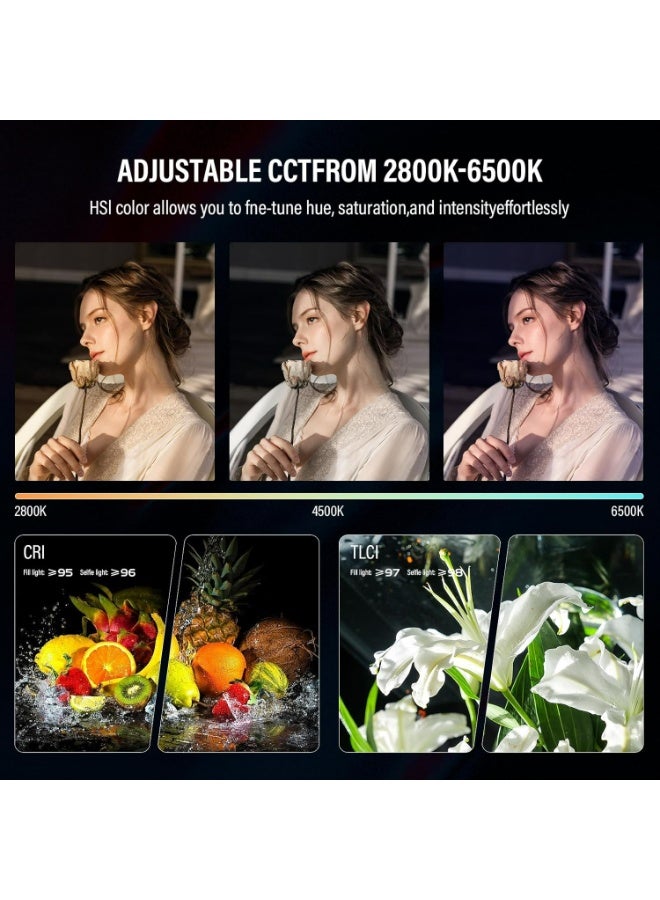 Godox ضوء فيديو ملون كامل RGB مغناطيسي Godox MA5R، 1800K-10000K 14 تأثيرات مسبقة البرمجة ضوء LED للتصوير الذاتي لكاميرا DSLR (أسود) - Image 3